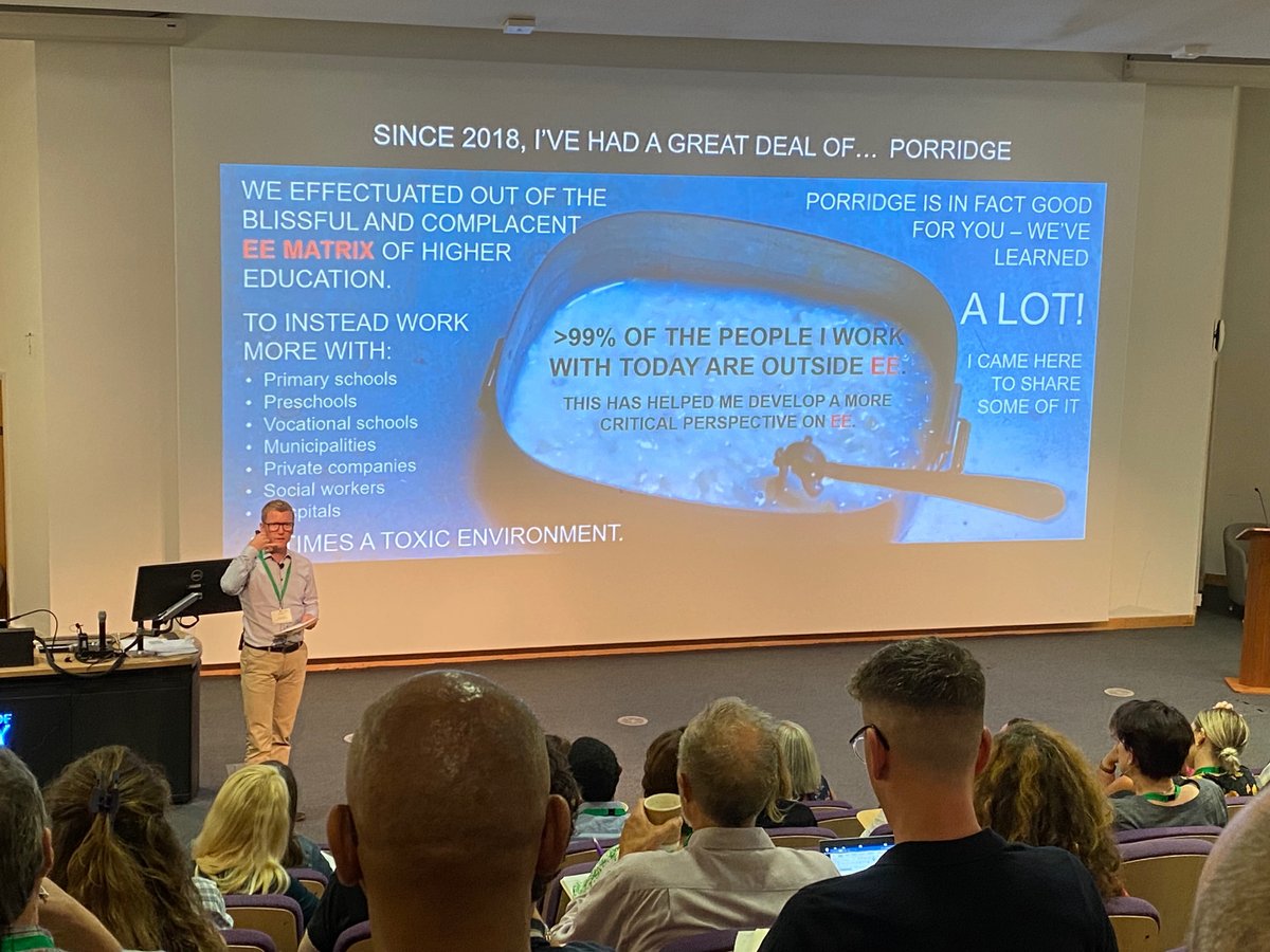 A packed house for <a href="/mlackeus/">Martin Lackéus</a>, shaking us out of #EntEd complacency! #ieec2023