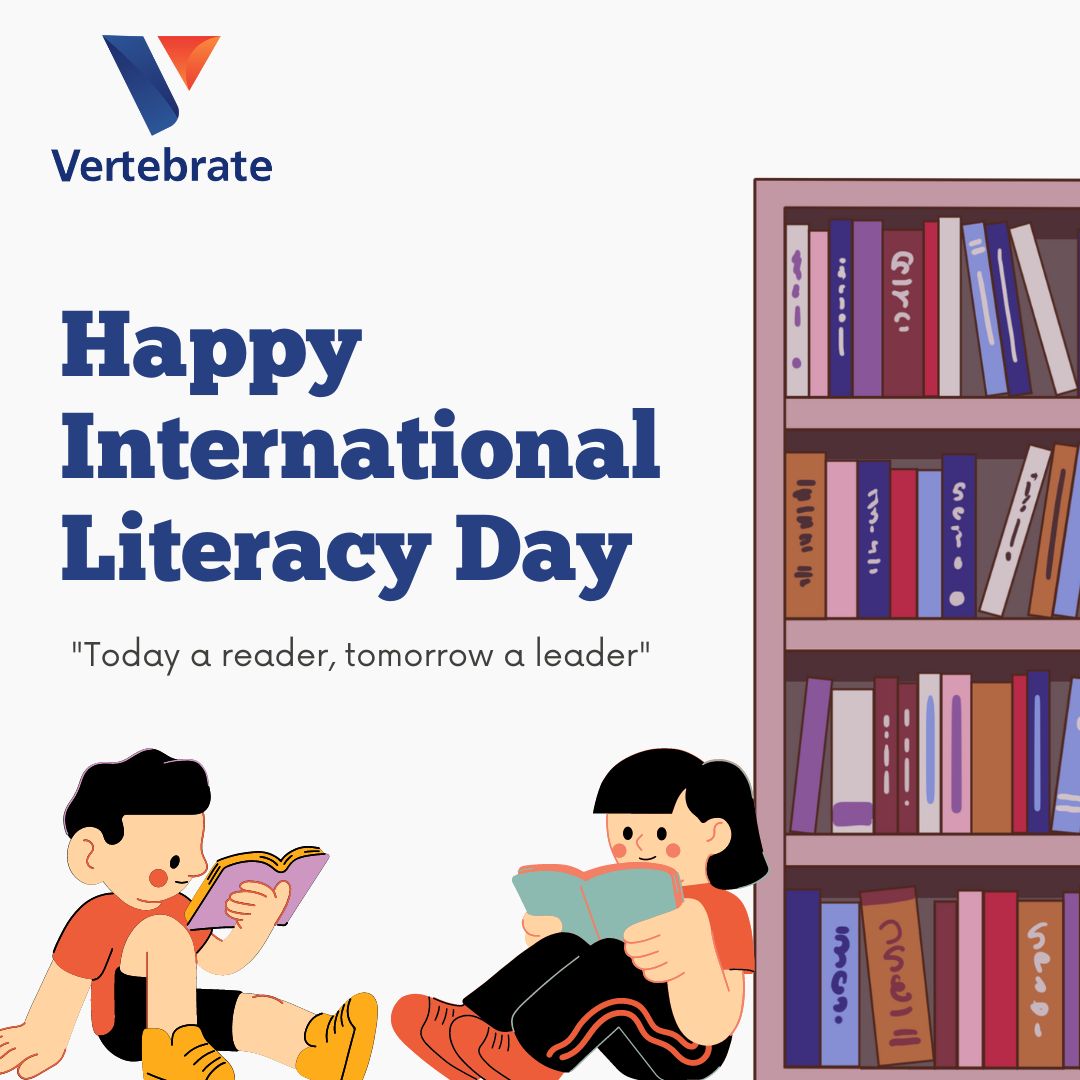 vertebrate_it's tweet photo. Empower through literacy! 📚✨ Join us at Vertebrate IT in celebrating International Literacy Day. #LiteracyForAll #VertebrateIT #digitalmarketing #mobileapp #eeeepolicy #webdevelopment #InternationalLiteracyDay https://t.co/Jjn89ubDdF