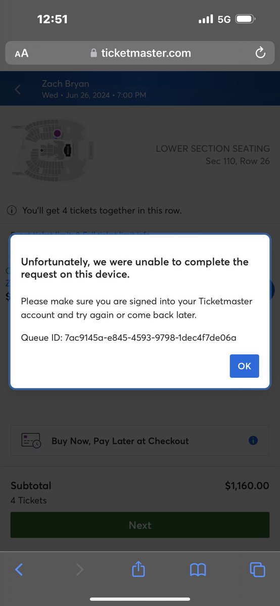 So another fan beat me to these but now they’re platinum pricing. You were the other fan @Ticketmaster @TicketmasterCS @FTC #quittintimetour #zachbryanpresale @zachlanebryan you’re kind of trash for having platinum pricing on. You’re not Taylor Swift.