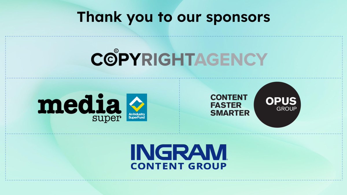 And finally, a huge thanks to our sponsors for making #EPAA2023 possible: <a href="/CopyrightAgency/">Copyright Agency</a> <a href="/MediaSuper/">Media Super</a> <a href="/IngramSpark/">IngramSpark</a> and OPUS Group