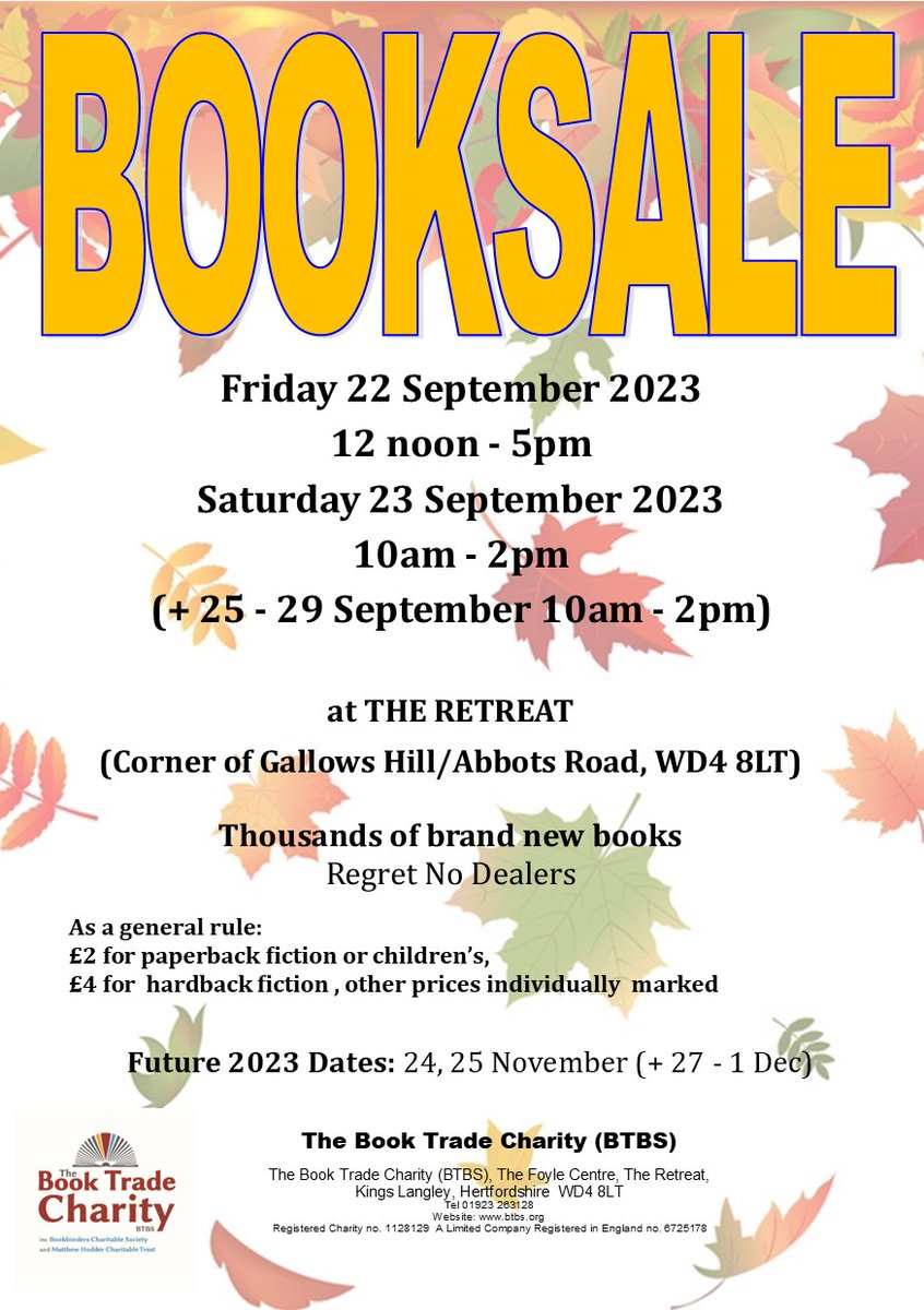 Our September booksale starts soon! Brand new books at bargain prices! At The Foyle Centre,WD4 8LT
