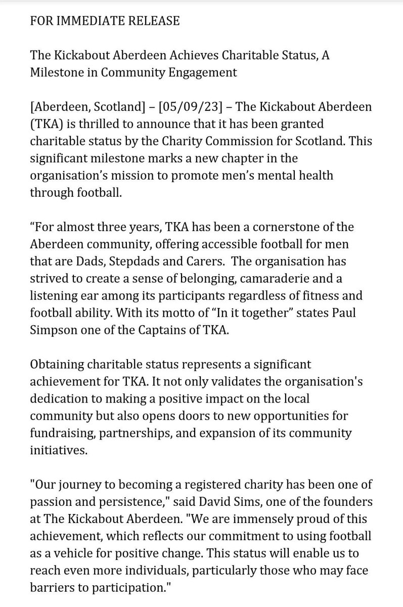 TKA2023's tweet photo. It’s official TKA is now a registered charity. Thanks to everyone who has helped us get this far and esp the guys who we support. #inittogether https://t.co/1VnfasYKwL