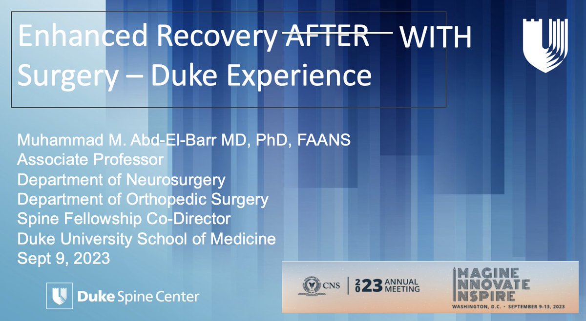 Muhammad Abd-El-Barr MD PhD FAANS (@abdelbarrspine) on Twitter photo Looking forward to <a href="/CNS_Update/">CNS</a> meeting and meeting new and old friends/colleagues.
Looking forward to my 3 presentations:
ERAS in Spine
Awake Spine Surgery
Machine Learning for Triaging Back Pain
Kudos to the organizers:
<a href="/eladlevymd/">Elad Levy</a> @lola_chambless <a href="/GarniBDarian/">Garni Barkhoudarian, MD</a> <a href="/EKNduom/">Edjah Nduom, MD (he/him)</a> #CNS2023 Looking forward to <a href="/CNS_Update/">CNS</a> meeting and meeting new and old friends/colleagues.
Looking forward to my 3 presentations:
ERAS in Spine
Awake Spine Surgery
Machine Learning for Triaging Back Pain
Kudos to the organizers:
<a href="/eladlevymd/">Elad Levy</a> @lola_chambless <a href="/GarniBDarian/">Garni Barkhoudarian, MD</a> <a href="/EKNduom/">Edjah Nduom, MD (he/him)</a> #CNS2023