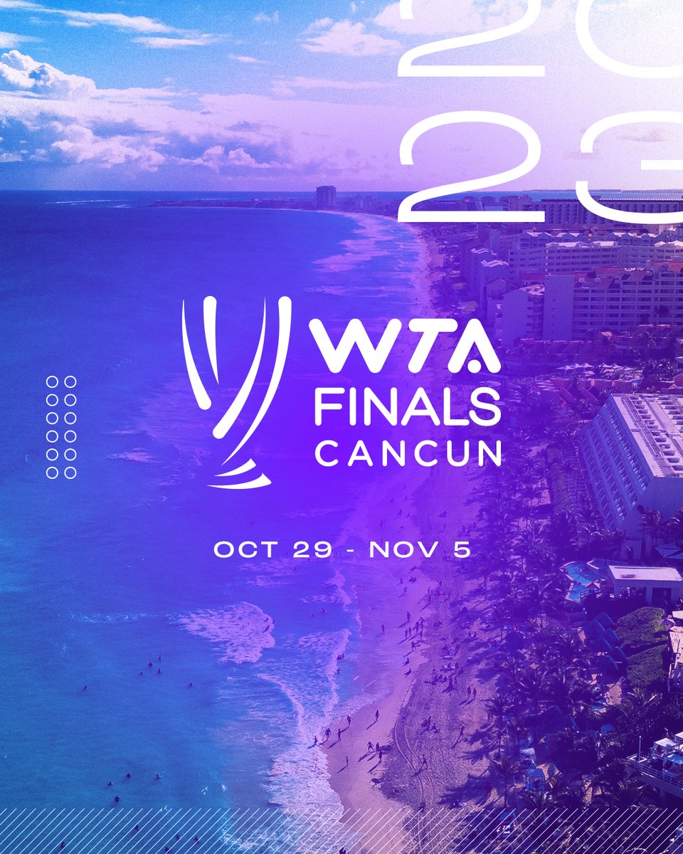 WTA's tweet photo. Confirmed ✅

Cancun, Mexico will host the 2023 season-ending WTA Finals from October 29th to November 5th 🇲🇽

#WTAFinals https://t.co/DbCLZHWj6V