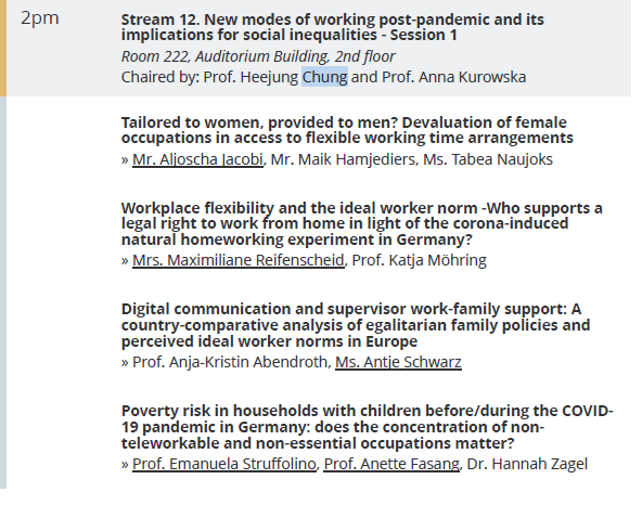 HeejungChung's tweet photo. Tomorrow Friday at #ESPAnet2023 Conference 2pm and 4pm there will be two sessions on #homeworking #Hybridworking and with it the role of the #idealworkernorm. These are excellent papers that should not be missed #onenightonly #futureofWork #ComparativeStudies https://t.co/chmRc7Brsw