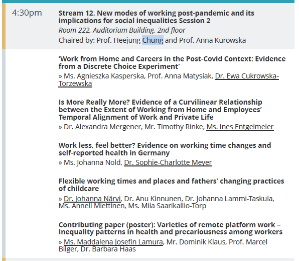 HeejungChung's tweet photo. Tomorrow Friday at #ESPAnet2023 Conference 2pm and 4pm there will be two sessions on #homeworking #Hybridworking and with it the role of the #idealworkernorm. These are excellent papers that should not be missed #onenightonly #futureofWork #ComparativeStudies https://t.co/chmRc7Brsw