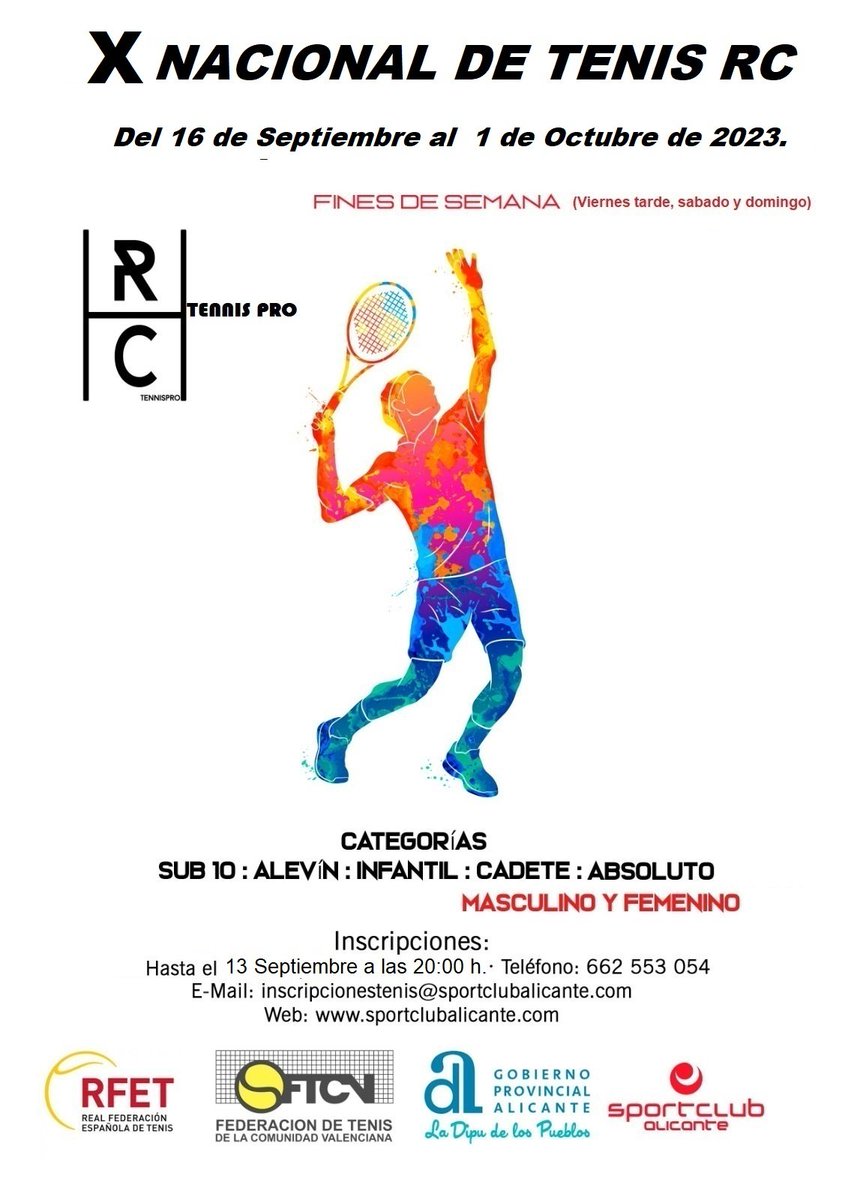 maxcamposeurope's tweet photo. Torneo de tenis en Alicante. @RCTennispro y @SportclubAlican organizan un torneo todos los niveles y edades. Esencial tener carnet de federado.
Registrate ya. Comienza el 16 de Septiembre
#tenis #alicante #clubdetenis #torneotenis https://t.co/GY7PsA56jt
