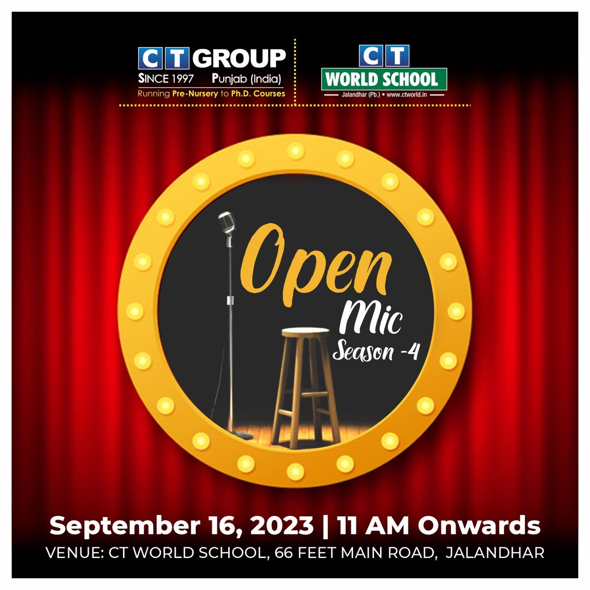 CTGroupshahpur's tweet photo. Open Mic Season 4: Grand Showcase of Talent and Creativity!
#CTGroup #bestcollege #openmic #showcase #talent #creativity #opentotalk #sharefeeling #southcampus #shahpur #campusvibes https://t.co/iFkkvJ51VS