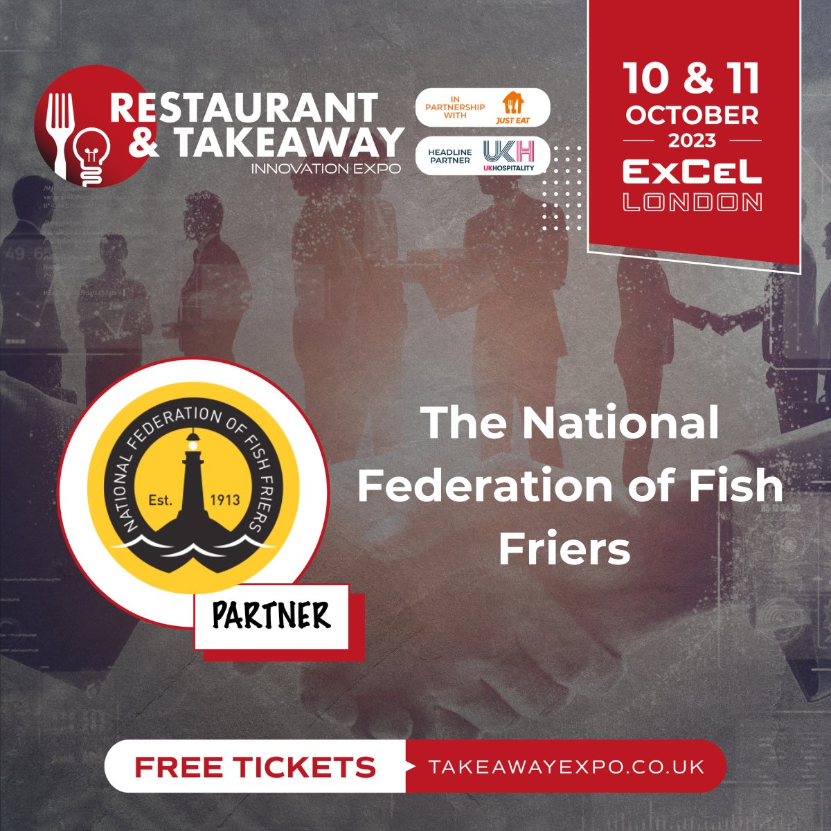 We are partnered with... @NFFF_UK! 🍟🐟 Their membership comes with a range of benefits and support ➯ nfff.co.uk Annually, they organise the National Fish and Chip Awards. thefishandchipawards.com Register for #RTIE23 here📍 bitly.ws/TGAW #HOSPOB2B