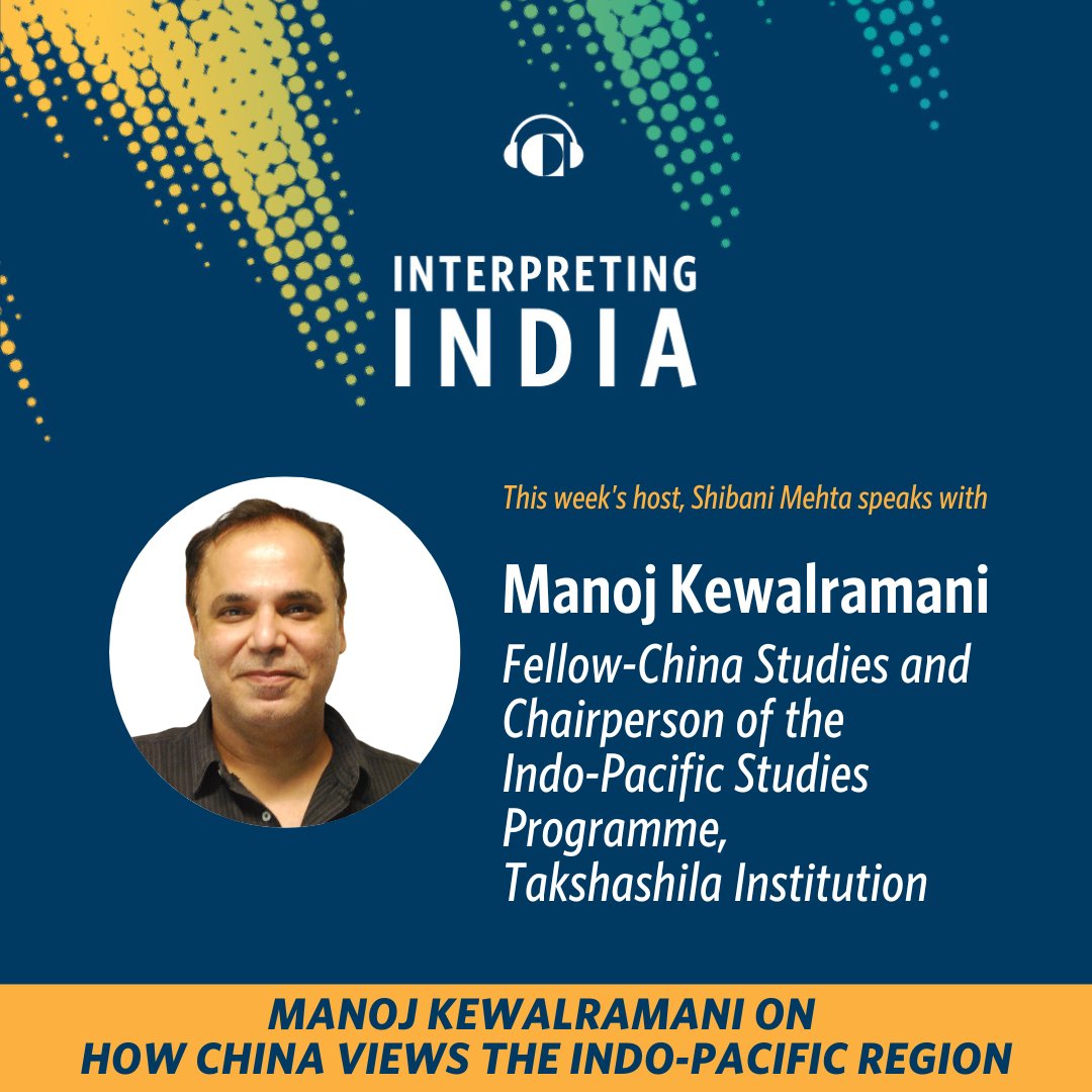 🔔 New Episode of #InterpretingIndia! 

As the #IndoPacific becomes a hotbed of geopolitical competition between 🇨🇳 &amp; 🇺🇸, how does Beijing view this dynamic region? Why is this important for 🇮🇳? 

<a href="/theChinaDude/">Manoj Kewalramani</a> joins <a href="/mehtasaurus/">Shibani Mehta</a> to answer these questions and more!

🎧 Listen