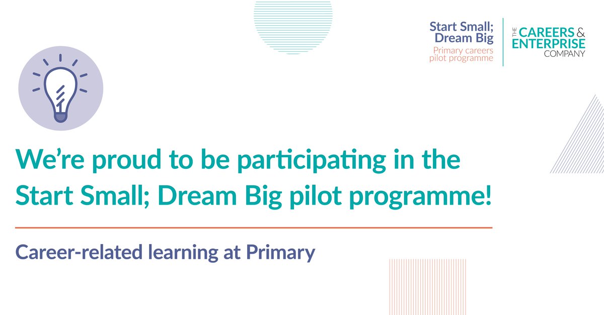We're proud to be participating in Wave 2 of @careerent’s pilot primary school programme, #StartSmallDreamBig!
 
The pilot programme aims to increase primary-aged children's awareness of the world of work, raise aspirations &amp; reduce stereotypes👉careersandenterprise.co.uk/news/primary-s…