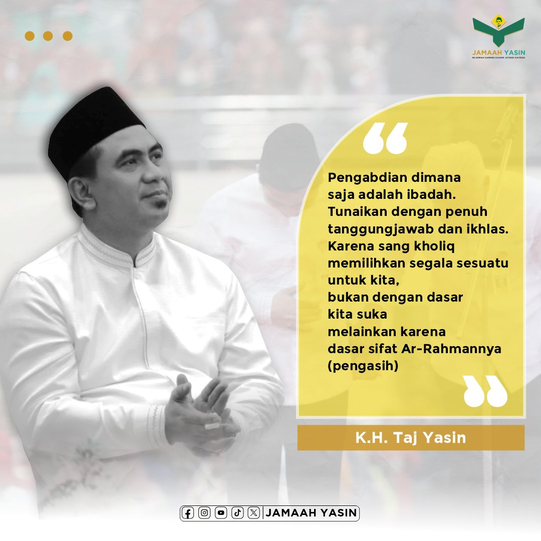 jamaah_yasin's tweet photo. Pengabdian adalah ibada maka lakukan dengan penuh tanggung jawab dan ikhlas
#gusyasin #wagubjateng #purnatugas #GanjarPranowo #mbahmoen https://t.co/vYweItcqcM