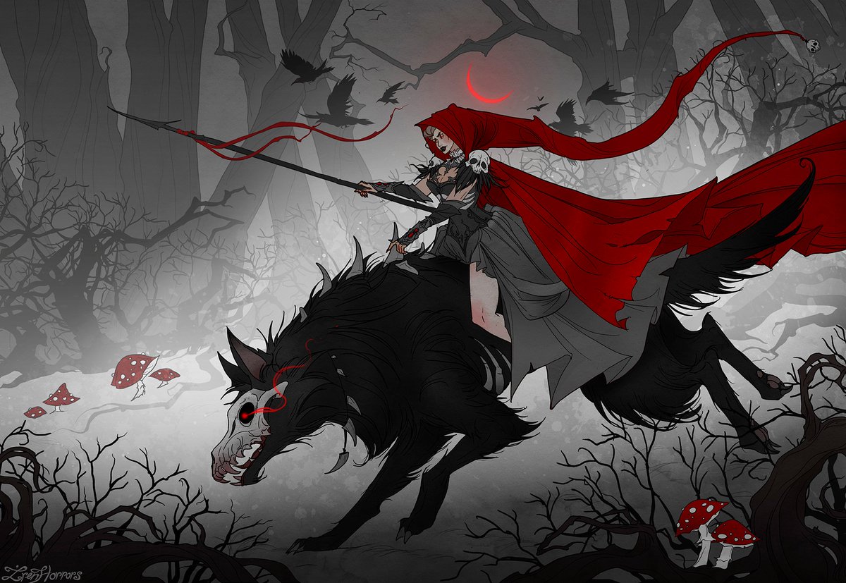 Iren_Horrors's tweet photo. Red Riding Hood as a necromancer warrior 💀🩸🐺 https://t.co/usLG8dse8j