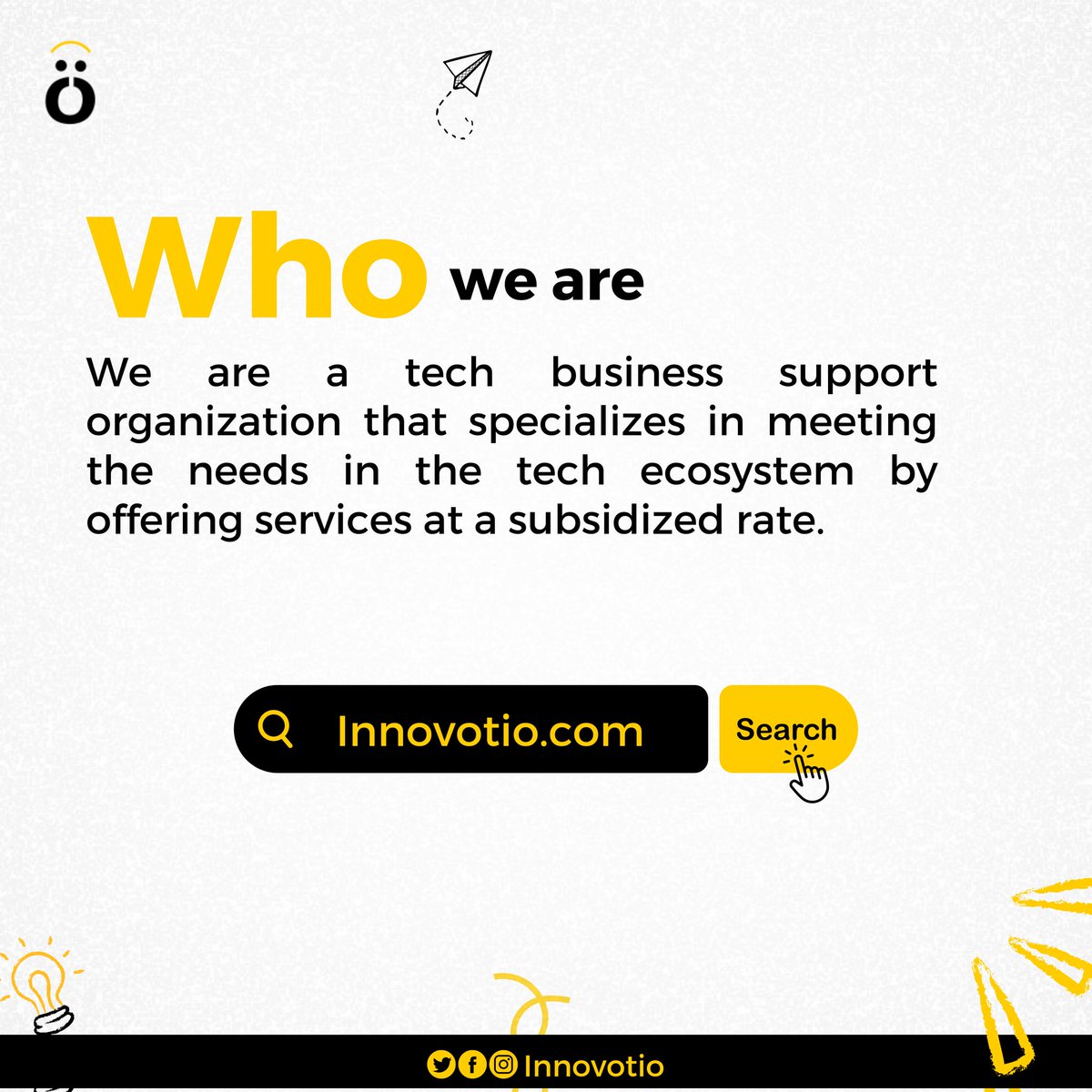 Dear Innovators and Techies on the TL 🤗

It's a lovely morning to remind the community of Who We Are at Innovotio and What We Do 😌

🧵 Read the thread 👇🏽

#tech #techies #techskills #techevents #techmerch #techrecruitment #techhiring #techcommunity