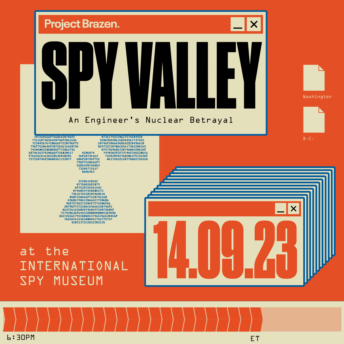 brazenFM's tweet image. ⚠️FREE cocktails, canapés, and a look into James Harper&apos;s life, as an entrepreneur turned spy. Join #SpyValley&apos;s @zachsdorfman, FBI vet David Major, and John Gibbons, who headed prosecution. 🎙️ @weinbergersa, National Security Editor @WSJ. @IntlSpyMuseum —tinyurl.com/be-there