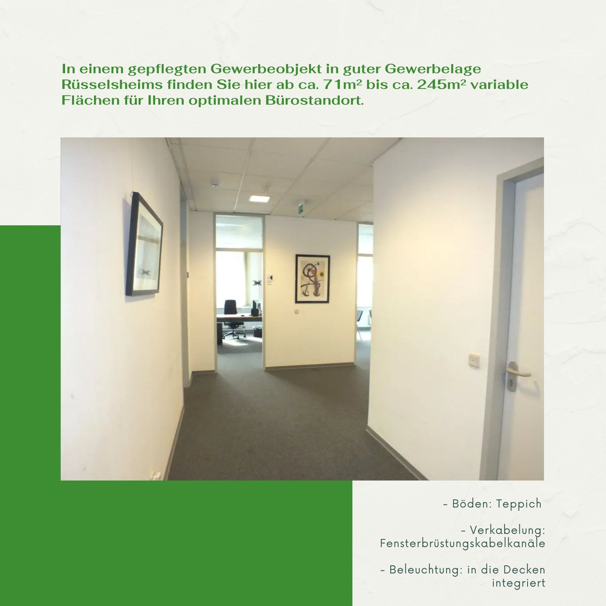 immoinoglu's tweet photo. Variable Büroflächen in Rüsselsheim ab 71m² bis 245m²
In einem gepflegten Gewerbeobjekt in guter Gewerbelage Rüsselsheims finden Sie hier ab ca. 71m² bis ca. 245m² variable Flächen für Ihren optimalen Bürostandort.
Details: https://t.co/nR0vwXdGNl
#miete #immobilien #rüsselsheim https://t.co/wLWDm4KTzD