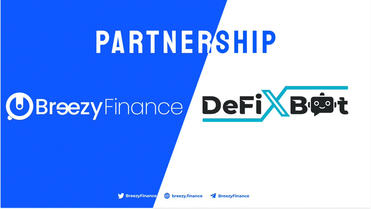 🛡️Partnership Announcement🛡️

We're thrilled to announce our collaboration with <a href="/DeFiXBot/">DeFi XBot</a>!  
We're consulting on building #DeFi infrastructure for their project, with core activities operating on #BreezyFinance. Holders of $BRE, get ready for some fantastic benefits coming your