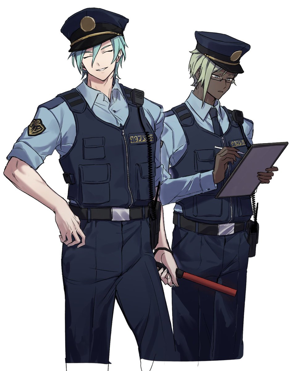 multiple boys police 2boys police uniform shirt hat uniform  illustration images