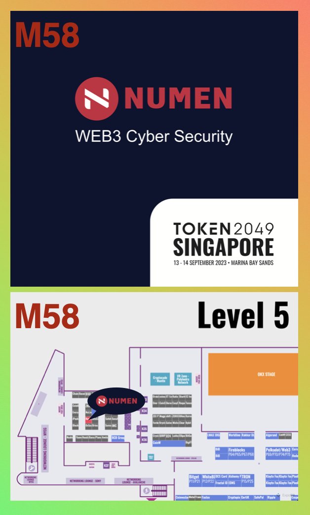 🔒 Numen Cyber, pioneers in #Web3 security, are thrilled to announce our presence at Asia's leading Web3 conference, TOKEN2049! 🌐
📅 Dates: Sept 13-14, 2023
📍 Location: Marina Bay Sands, Singapore
🔍 Booth: Level 5, M58
Join us to explore the forefront of Web3 safety and