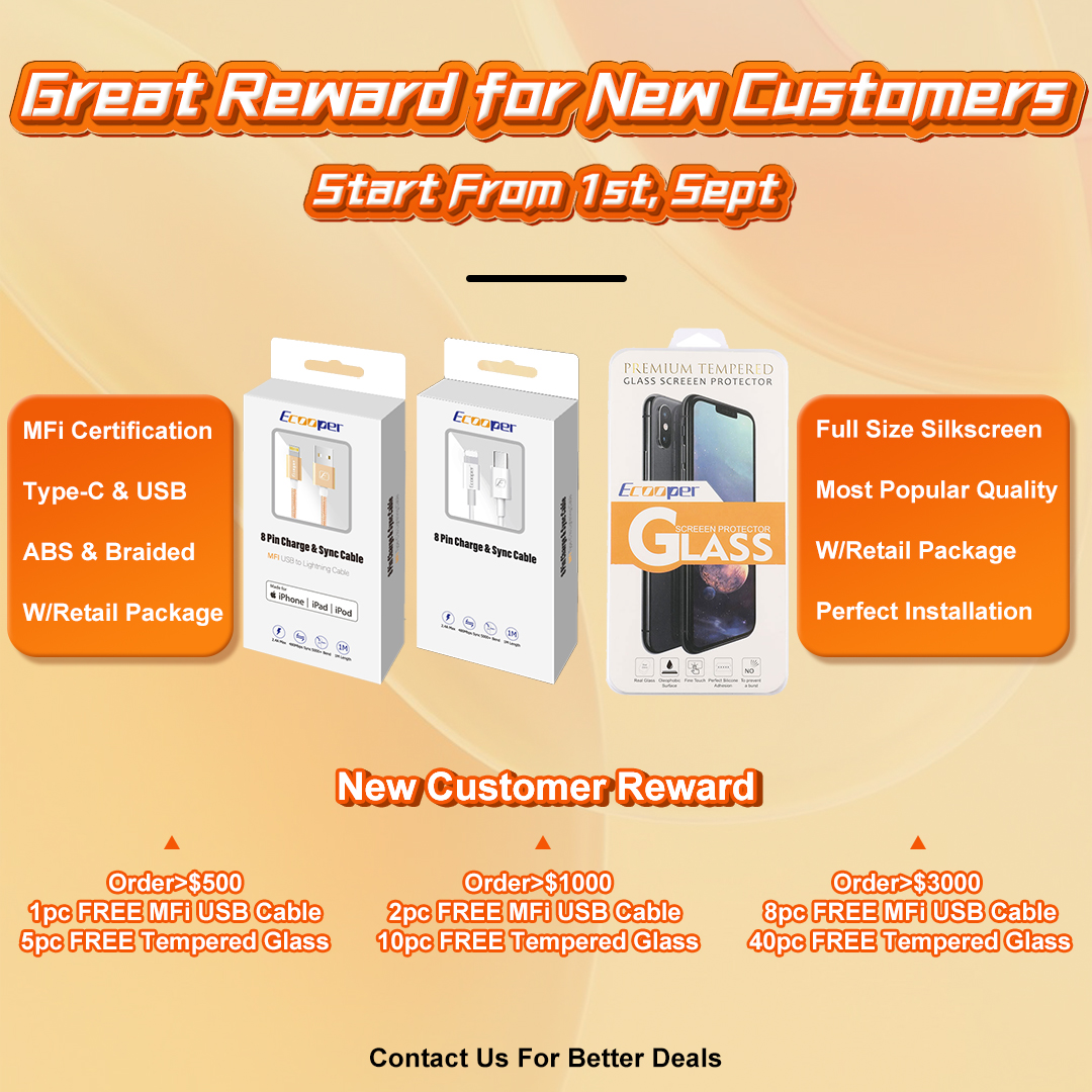 ElekworldL's tweet image. 🥳Great Reward for New Customers
Start From 1st, Sept
👉🏼If the purchase amount meets the requirements, you will get Selected data cables and tempered film
📞 For any need, welcome to contact: Whatsapp:wa.me/8613590142302
#temperedglass  #charger #usbcharger  #USB #mfi