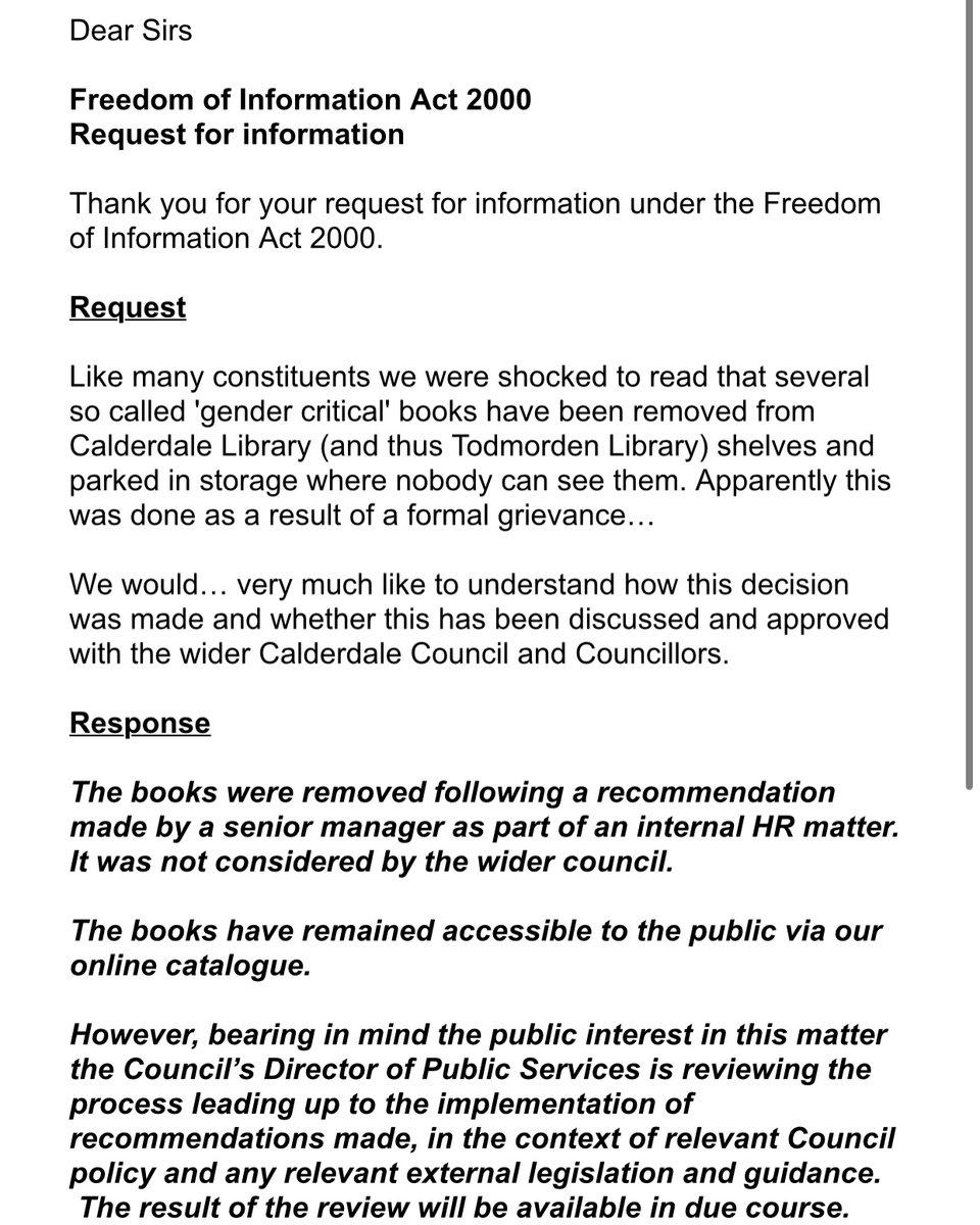 MenVSexism's tweet photo. We’re pleased #CalderdaleLibraries are reviewing their decision to remove ‘gender critical’ books from public view and look forward to hearing the outcome of this review.
#LetWomenRead @HJoyceGender @Docstockk @Craig_Simpson_ @LeedsReSisters @bindelj @AbigailShrier https://t.co/mF061LA3C9