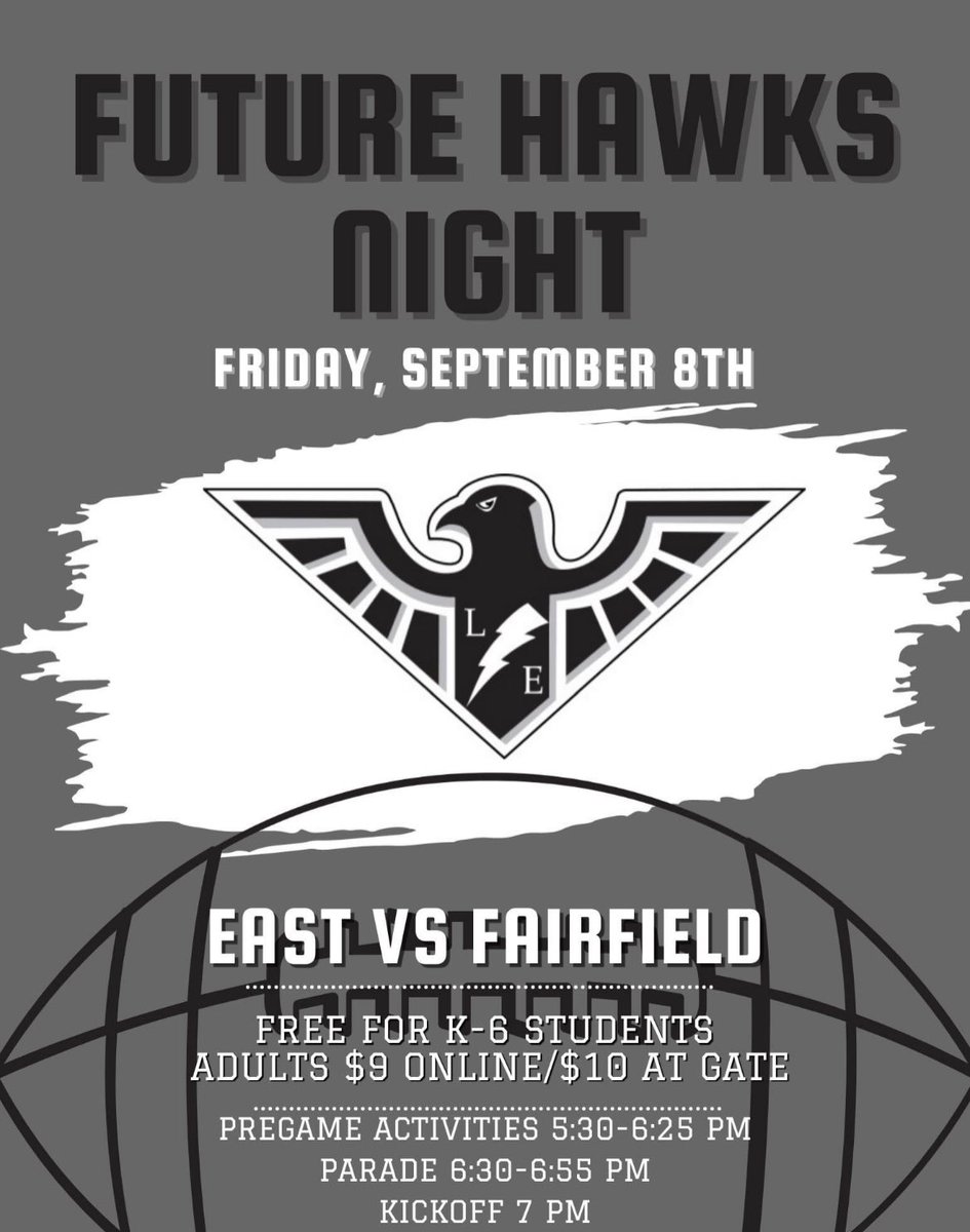 VGEagles (@vgeagles) on Twitter photo Hey Eagles…Please join us for some pregame fun at Future Hawks Night this Friday at Lakota East! We can’t wait to see you there! 🦅 #WEareLakota <a href="/EAST_HAWKS/">Lakota East High</a> <a href="/LakotaEastFB/">Lakota East Football</a> Hey Eagles…Please join us for some pregame fun at Future Hawks Night this Friday at Lakota East! We can’t wait to see you there! 🦅 #WEareLakota <a href="/EAST_HAWKS/">Lakota East High</a> <a href="/LakotaEastFB/">Lakota East Football</a>