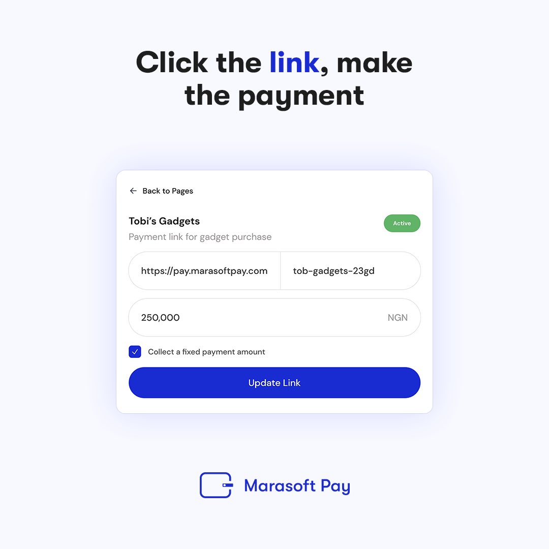 Streamline your payment process with just a tap. It's as simple as clicking a link! 

You can now securely make payments from anywhere and anytime.
Integrate Marasoft Pay and experience swift and hassle-free payments.

#MarasoftPay #EffortlessPayments #PaymentLinks