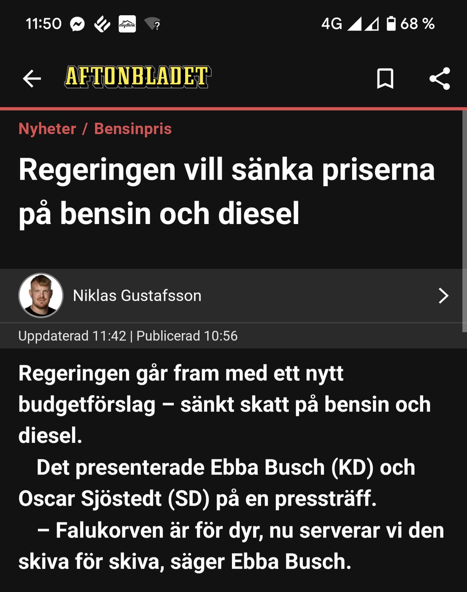 ikbty's tweet photo. Hitta någon som älskar dig lika mycket som Ebba Busch älskar falukorv. https://t.co/7HLWaZD3q9