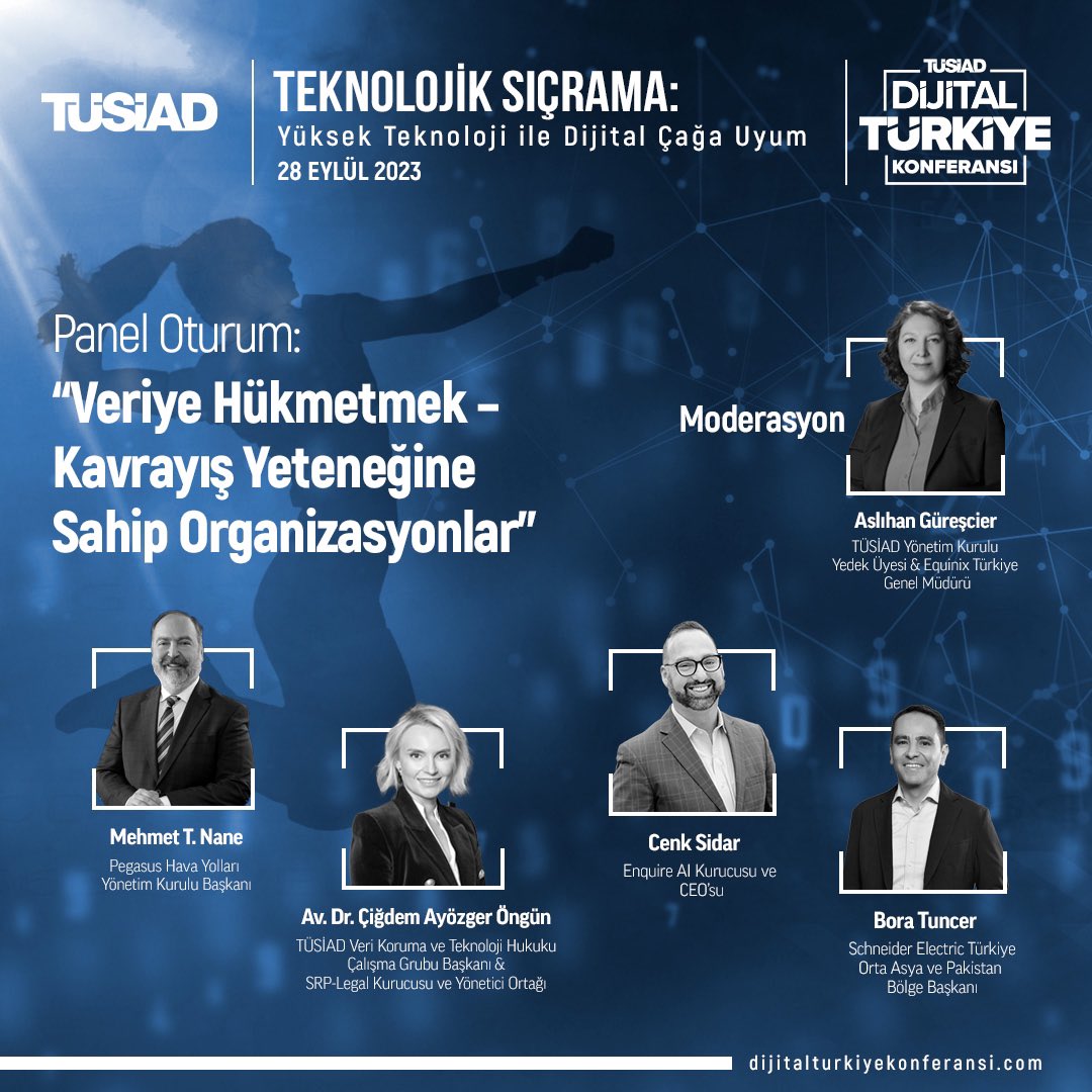 📢 TÜSİAD #DijitalTürkiyeKonferansı
 
🗓️ 28 Eylül
 
“Veriye Hükmetmek – Kavrayış Yeteneğine Sahip Organizasyonlar” paneli, TÜSİAD Dijital Türkiye Konferansı'nda!
 
Detaylı bilgi ve katılım için: dijitalturkiyekonferansi.com