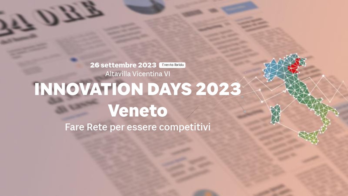 ➡️ Innovation Days Veneto ⬅️
📌26 settembre

Torna a fare tappa in #Veneto, con la sua 5^ edizione, il roadshow del <a href="/sole24ore/">IlSole24ORE</a> in collaborazione con <a href="/Confindustria/">Confindustria</a>.

Presenti con <a href="/SIAV_VE/">Conf Veneto SIAV</a>  in rappresentanza del Digital Innovation Hub Veneto⤵️ 
24oreventi.ilsole24ore.com/ID2023-veneto/