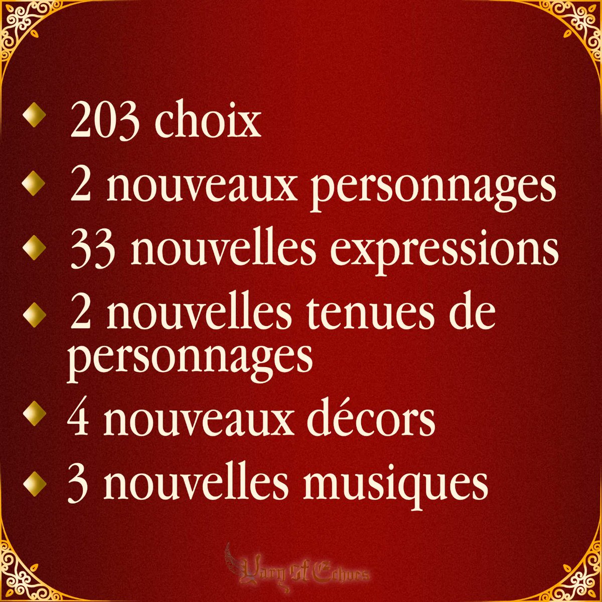 Yarnofechoes's tweet photo. Avez-vous remarqué les éléments ajoutés ? Et... avez vous tout collecté ? 👀

#YOE #yoeworedan #personnage #otome #visualnovelgame #romangraphique #romancenovel #exploits #trophy #codex #lore #illustration #otomegame #jeuachoix #blgames #glgame https://t.co/BXAMCyeVeX