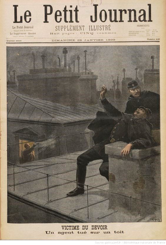 PoliceHistoire's tweet image. Petit Journal du 29 janvier 1899. Un #gardien de la paix tué sur un toit. Il s'agissait du gardien de la paix Henri #Vallé, 26 ans, du 17e à #Paris, tué, le 13, par méprise par un résident . police-actionsolidaire.fr/memorial/henri…
@prefpolice @PoliceNationale @GallicaBnF  @uacppsi_pas #Police