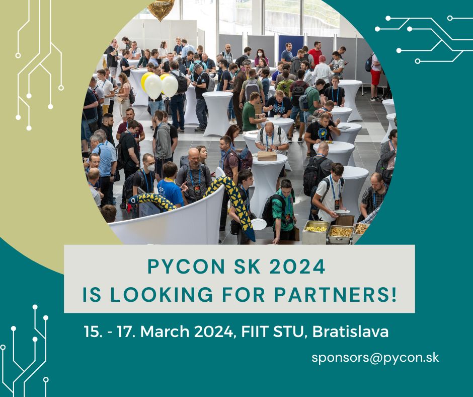 The 6th edition of PyCon SK, a conference for Python enthusiasts, developers, and professionals will take place on March 15th – 17th 2024 in Bratislava. Interested in becoming a Partner? To discuss sponsorship packages, contact us at sponsors@pycon.sk! #pythonprogramming