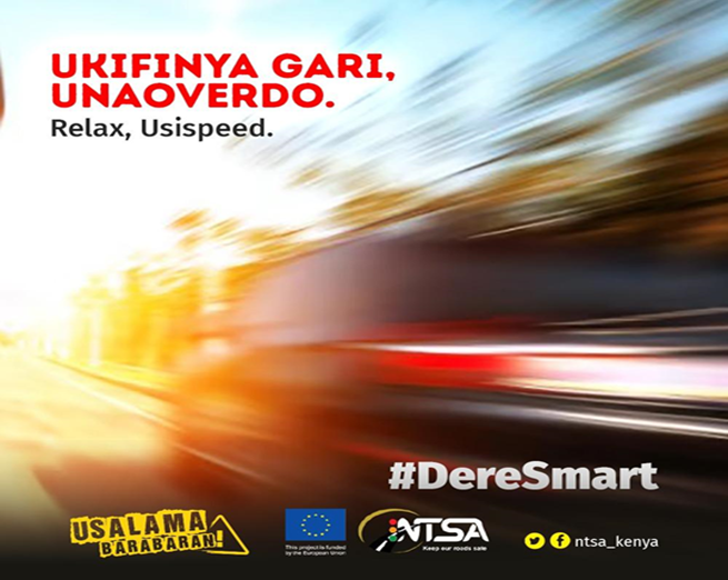 BSABKENYA's tweet photo. Safari sio race, unapospeed unahatarisha maisha yako na wengine. 
Slow down usioverdo, wewe ni #DereSmart 
#UsalamaBarabarani https://t.co/k2vgwKDmGo