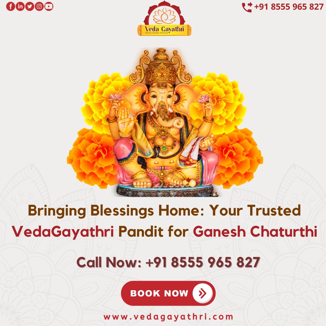 Book now for Ganesh Chaturthi Puja by Veda Gayathri. 
For WhatsApp wa.me/918555965827 

#bookmypoojaonline #onlinepoojabooking #GaneshChaturthi #GaneshaPooja  #GaneshaChaturthiPuja #GaneshChaturthi2023 #GaneshChaturthi #PanditServicesHyderabad #VedaGayathri #VedaGayathrihyd