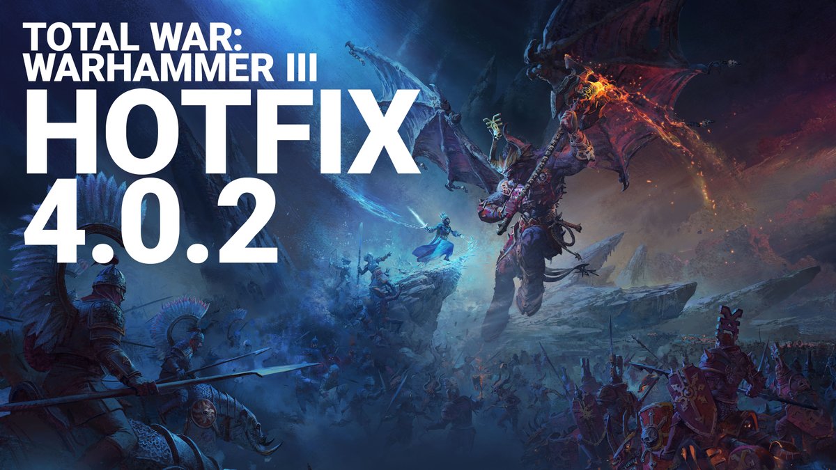 totalwar's tweet photo. We've just pushed out another hotfix to address some additional issues we've identified since Update 4.0.

📜 Hotfix 4.0.2: 
https://t.co/VdeMFHoWon

Please keep reporting any bugs or issues you encounter while playing in our Megathread: 
https://t.co/O7WOVVAUVO https://t.co/bG2LzCahD2