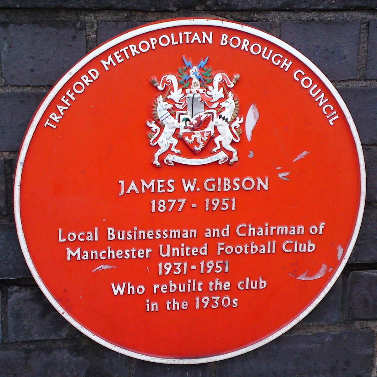 UtdBeforFergie's tweet image. Plaque dedicated to former chairman James W Gibson. His investment in the club allowed Utd to keep playing, a man the club owes an unpayable debt of gratitude to #mufc