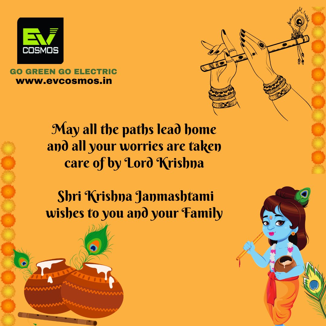 Happy Janmashtami #evcosmos #shrikrishnajanmashtami #KrishnaJanmashtami #Gopalkala  #kanhaji #Gokulashtami2023 #janmashtamispecial #celebrations #ev #chargingstation #makhanchor #kanhaiya #Krishna #gogreengoelectric