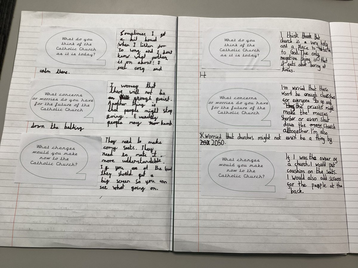 ctkrcps's tweet photo. Year 5 have answered some big questions linked to #TheSynod. @RCSalfordEd https://t.co/6KjBdEfqIi