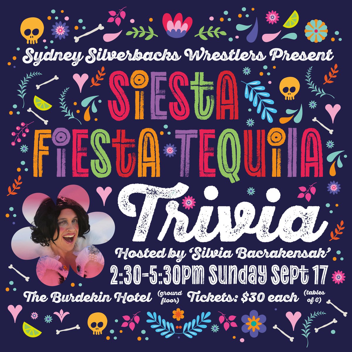 Join Silvia Bacrakensak and her wrestlers from the Sydney Silverbacks Wrestling Club for a fun afternoon of trivia. There are lots of antics, great games and prizes to be won!

Where: Burdekin Hotel
Darlinghurst, NSW 2010

When: Sunday 17th September

eventbrite.com.au/e/siesta-fiest…