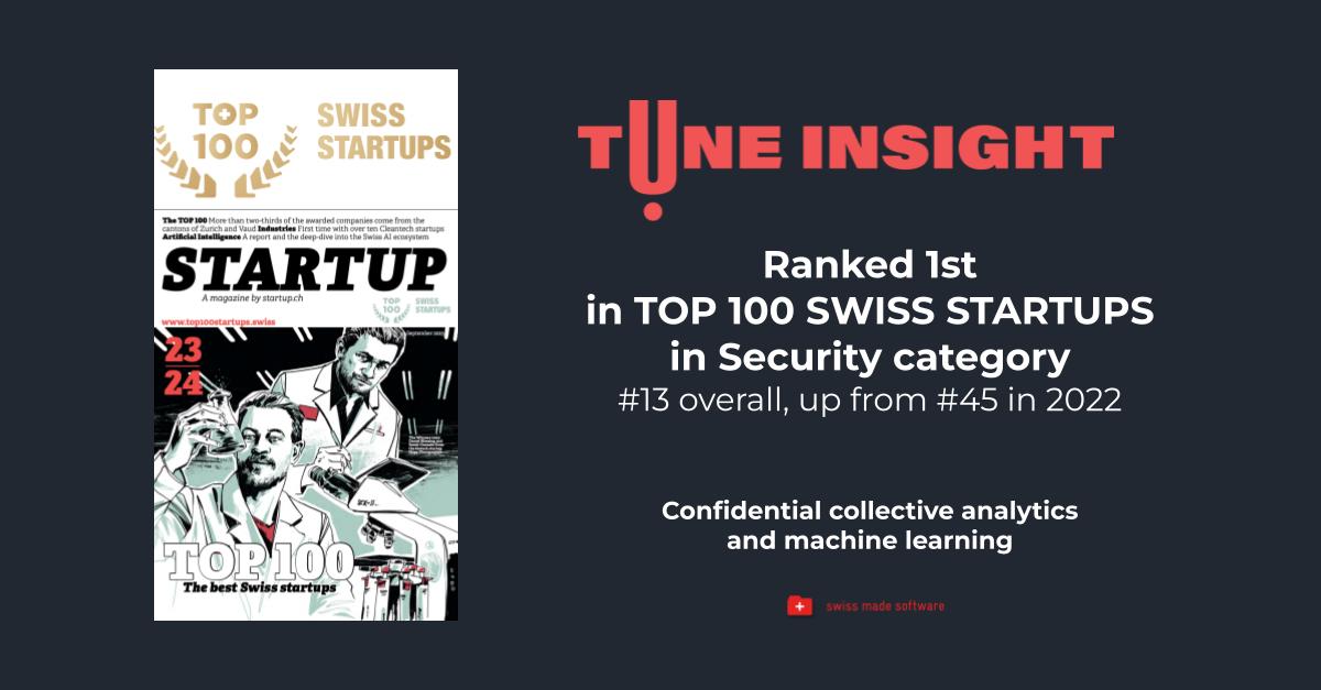 So proud to be recognized as one of the TOP 100 SWISS STARTUPS 2023, ranked 1st in security and 13 overall!

Checkout the full list on top100startups.swiss. Huge thanks to everyone who supported us since the beginning!

Congrats to all startups! #TOP100SSU