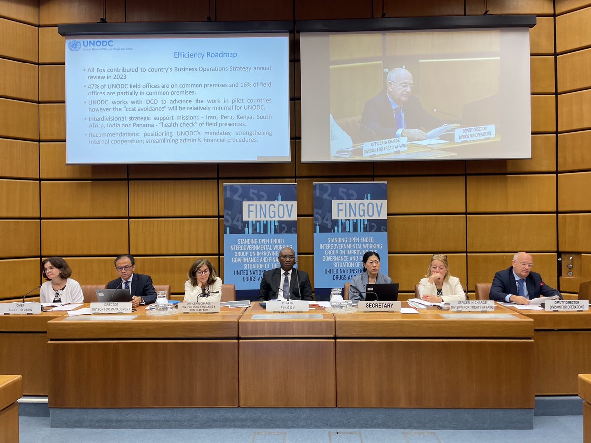 UNODC_CND's tweet photo. The third regular meeting of #FINGOV is in full swing - Member States are discussing today:
💰the financial & governance situation of @UNODC
💊 the Office’s work to address & counter the world drug problem https://t.co/0NOV1WaLaF