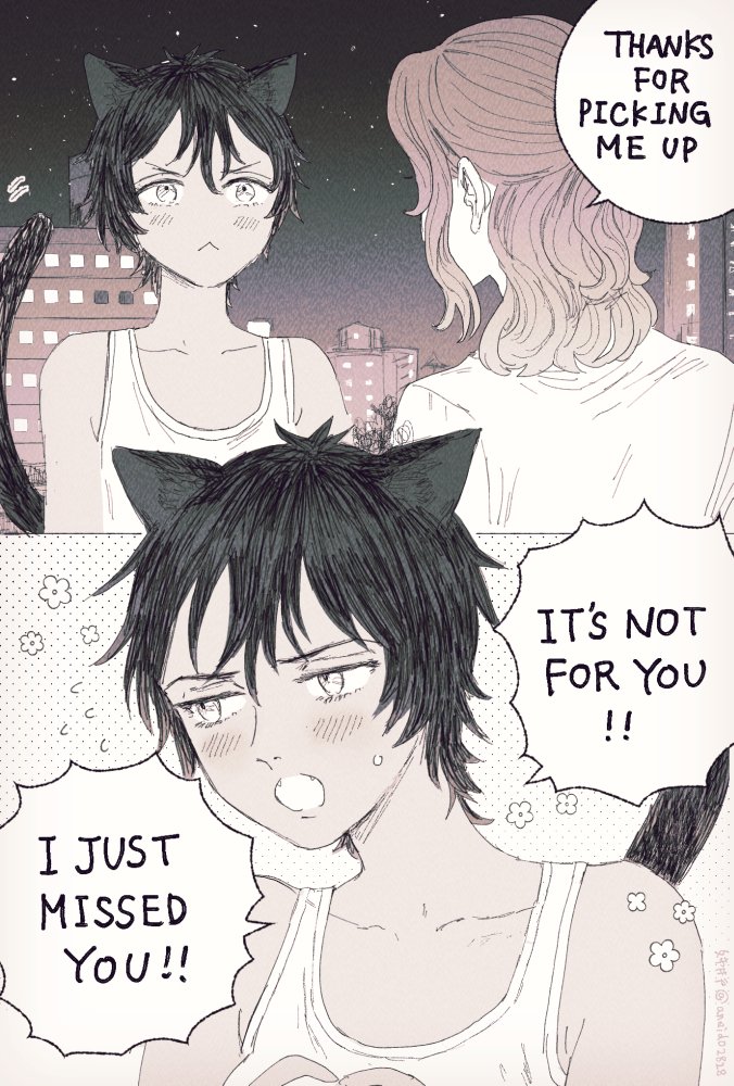 I was happy because my lover with cat ears picked me up🐈
*Please tell me if my text is wrong.
I am studying English.
#comic #wlw 