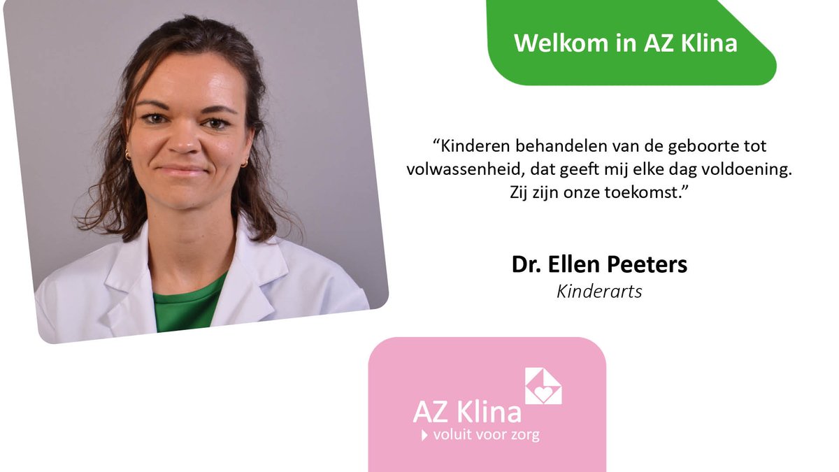 Dr. Ellen Peeters startte deze maand als kinderarts in AZ Klina. Welkom en veel succes! #AZKlina #Voluit #VoluitVoorZorg