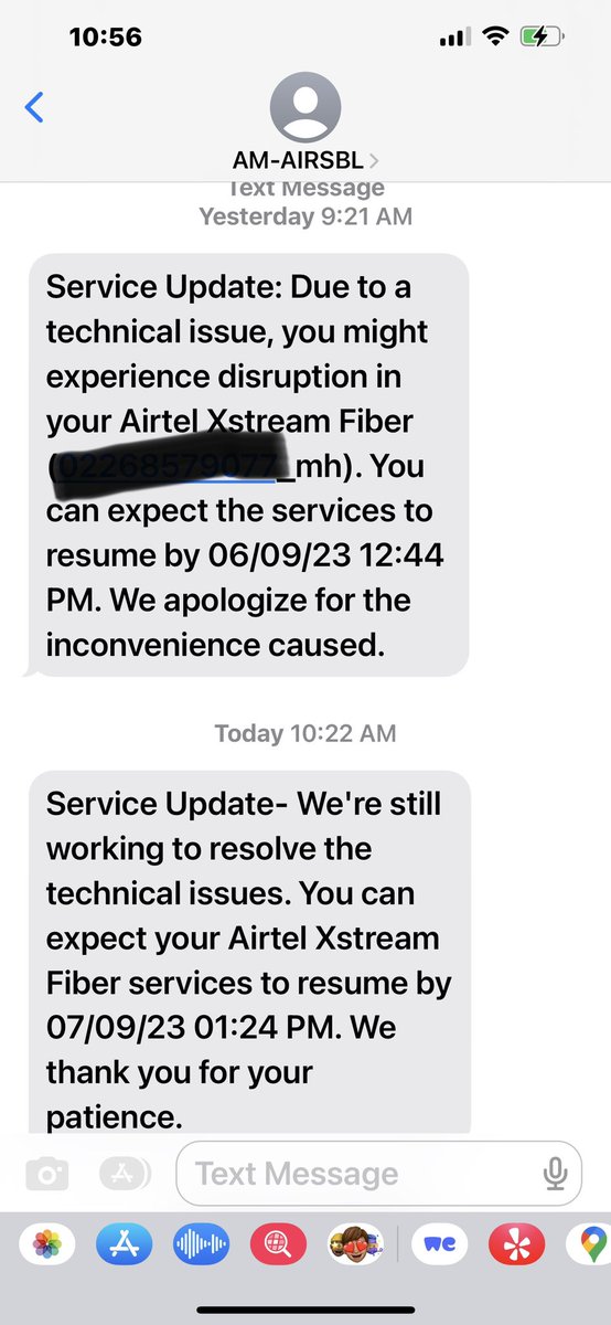 So #Airtel is always down and we get this message every week but though the #Airtelinternet is not working we are supposed to pay the bill every month. Are you paying attention #ConsumerCourt @airtelindia