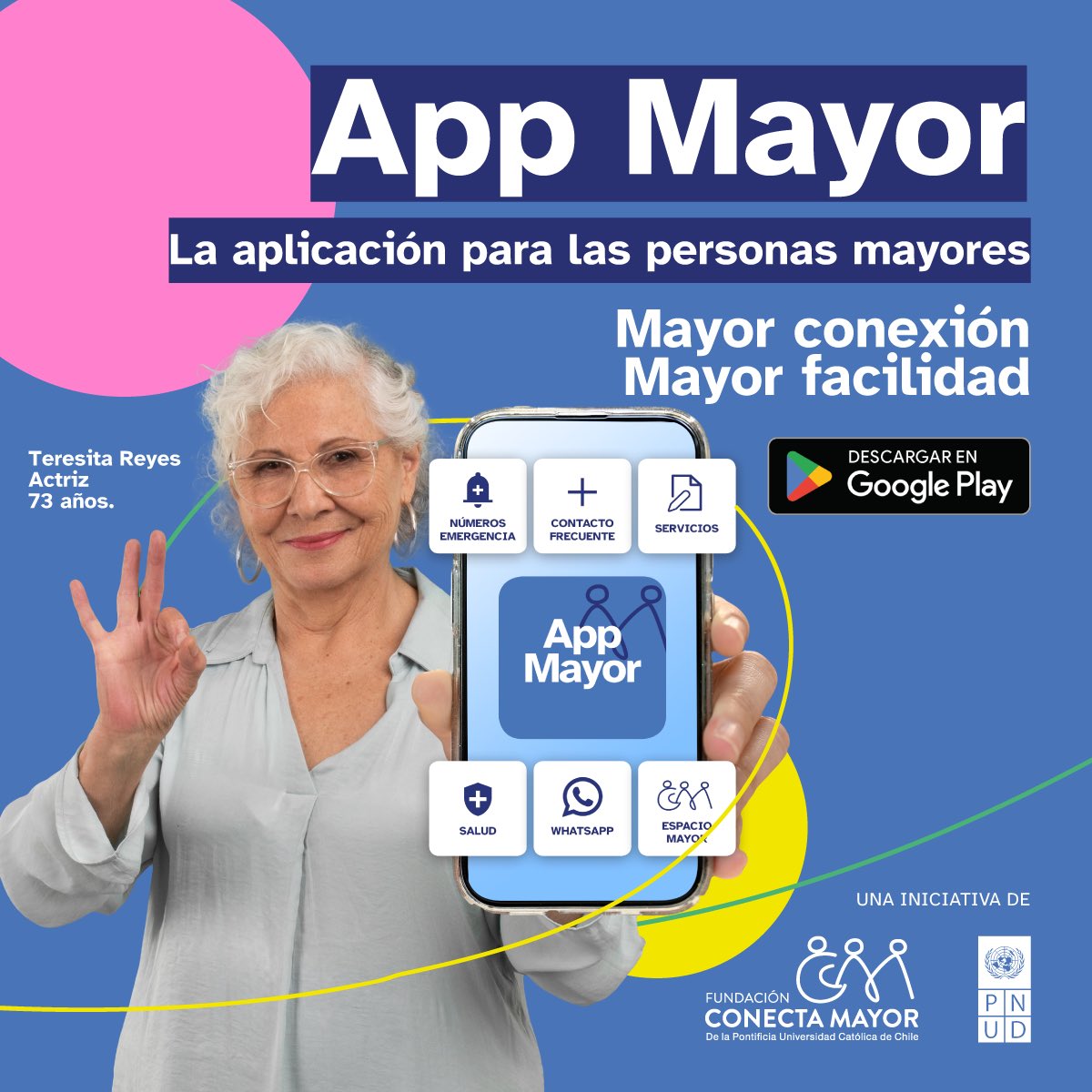 ConectaMayor's tweet photo. ¡Ya puedes descargar la App Mayor! 

La App Mayor tiene un diseño pensando en la simplicidad. Con números y botones grandes, así como accesos directos intuitivos, los mayores podrán navegar por su teléfono con facilidad, sin importar el nivel de experiencia tecnológica. https://t.co/5YaKbc3n4X