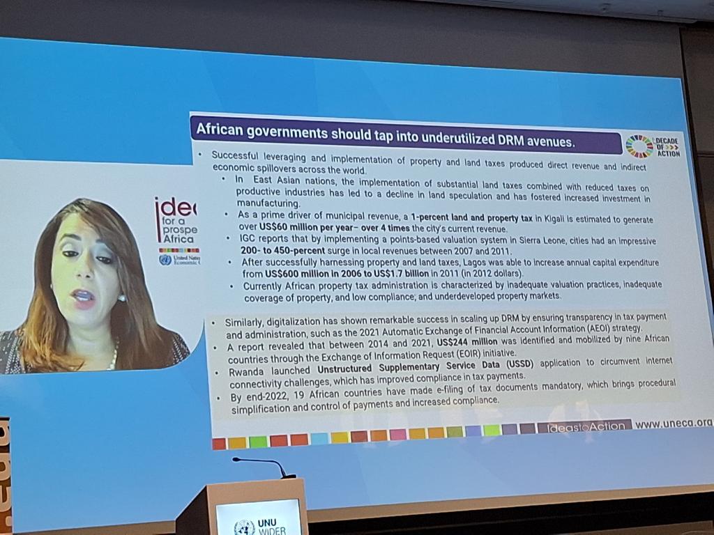 ECA_OFFICIAL's tweet image. @HananMorsy14 appelle à la simplificatº des procédures &amp;amp; paiements fiscaux pr accroître la conformité. En fin 2022, 19 pays afri. ont rendu obligatoire le dépôt électronique des doc. fiscaux. I s’agit d’un pas ds la bonne directº vers une plus gde conformité. @UNUWIDER #Rev4Dev