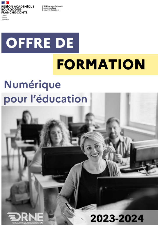 DrneBFC's tweet photo. 📙Retrouvez l'ensemble des formations numériques proposées par la @DrneBFC pour l'année 2023-24 à destination des enseignants de la @RA_BFC 
🔗https://t.co/QLnZabzlAy
✅Inscription via Sofia-FMO https://t.co/UV0liSQd1w