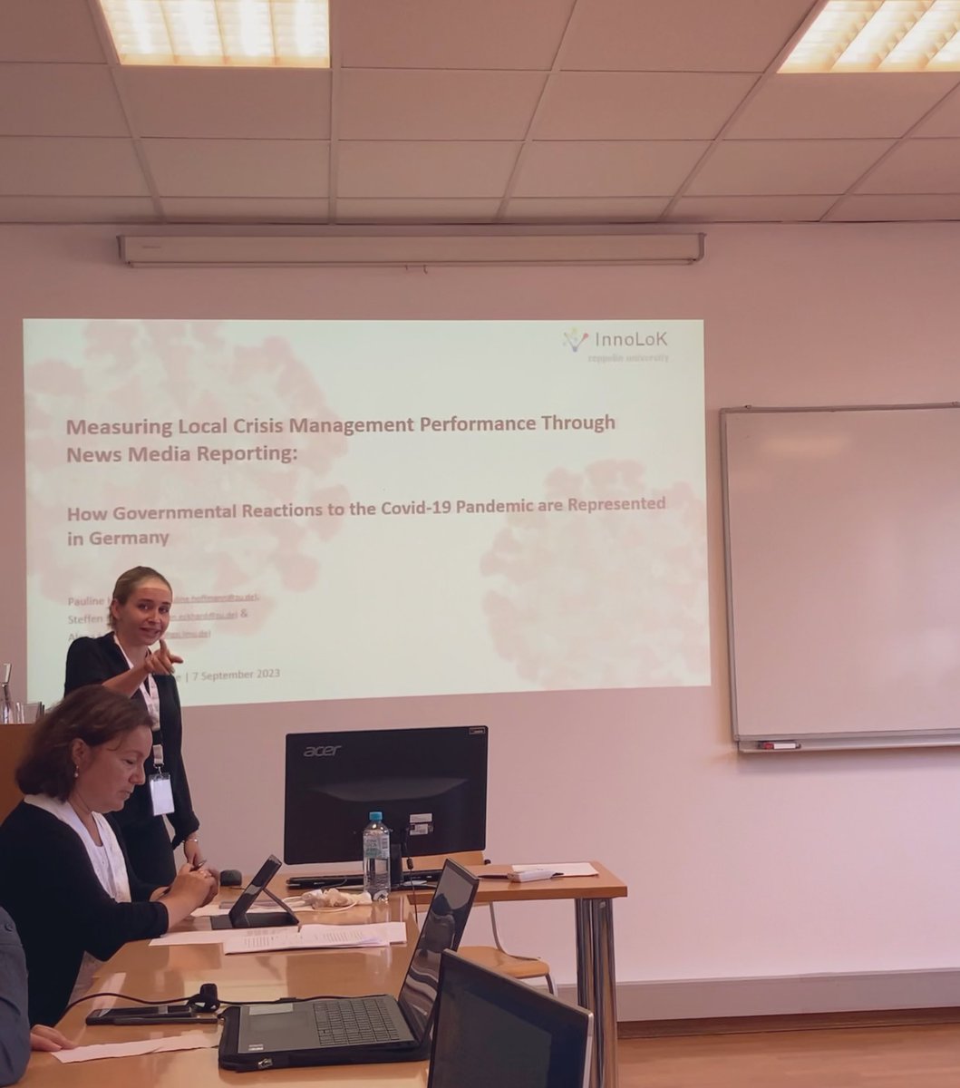 Today at #EGPA2023 <a href="/pau_hoffmann/">Pauline Hoffmann</a> presented our paper on #crisismanagement performance in local media reports. We will present more insights on local citizen #perceptions and bureaucrats‘ #rulebreaking behavior in #crisismanagement later today and tomorrow!