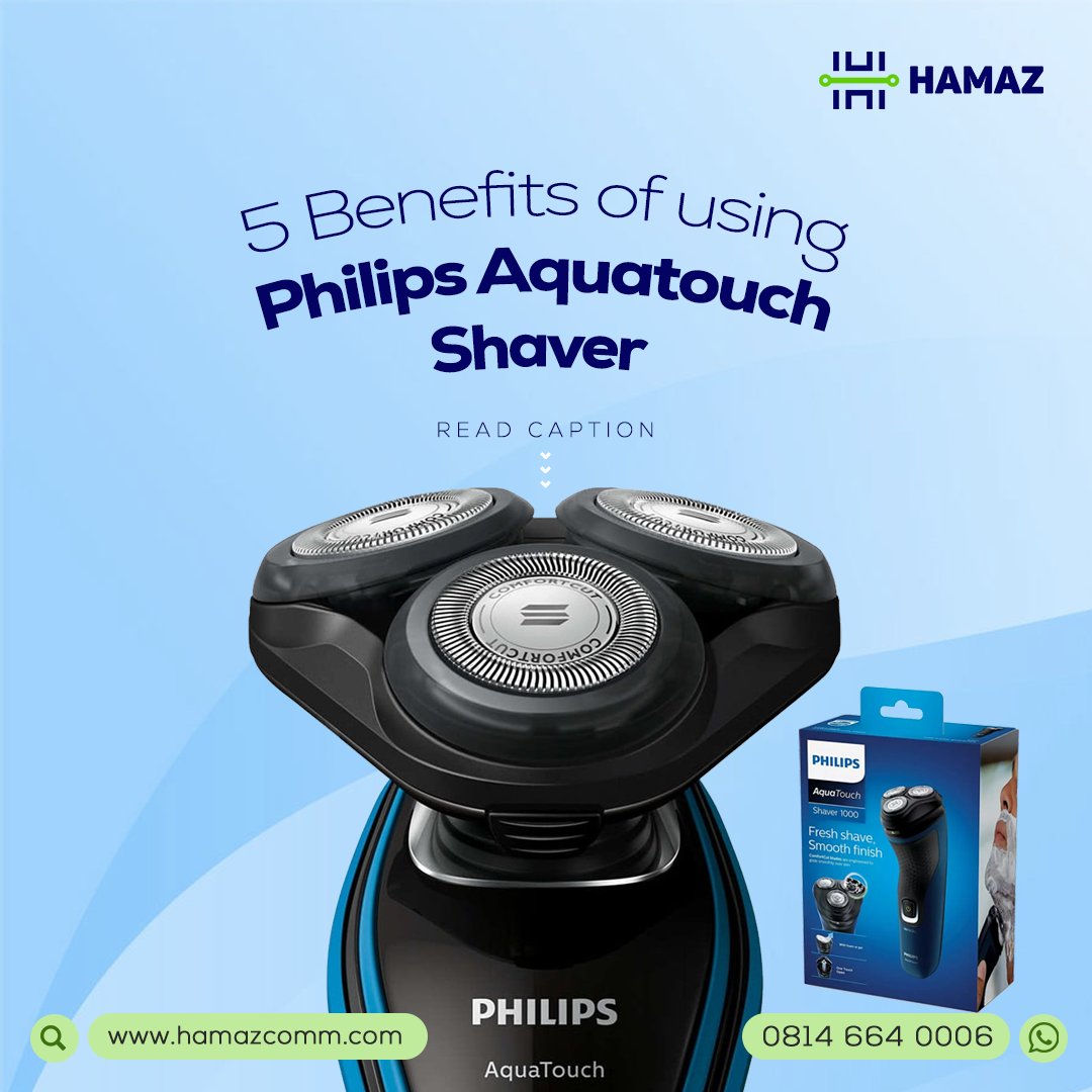 "Upgrade your daily shave with the Philips Aquatouch shaver! 😎✨ Here are five simple benefits of using a Philips Aquatouch shaver:

✨ Comfortable Shaving
✨ Smooth Results
✨ Less Irritation
✨ Effortless Cleaning
✨ Versatile Grooming

#philips #philipsaquatouch #bluehorizon